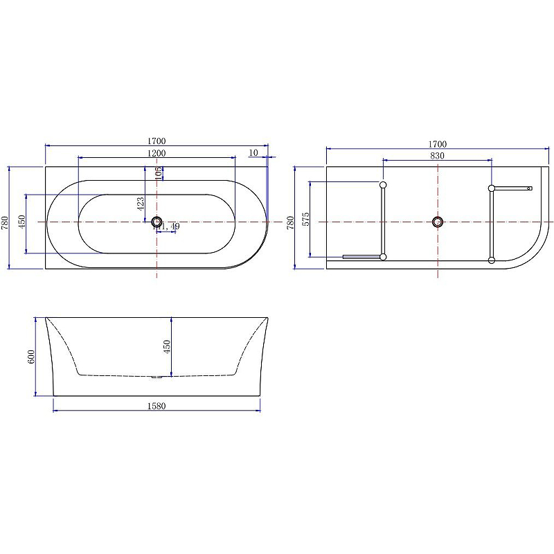 Акриловая ванна Allen Brau Priority L 4 А 170x78 2.31004.20A белый