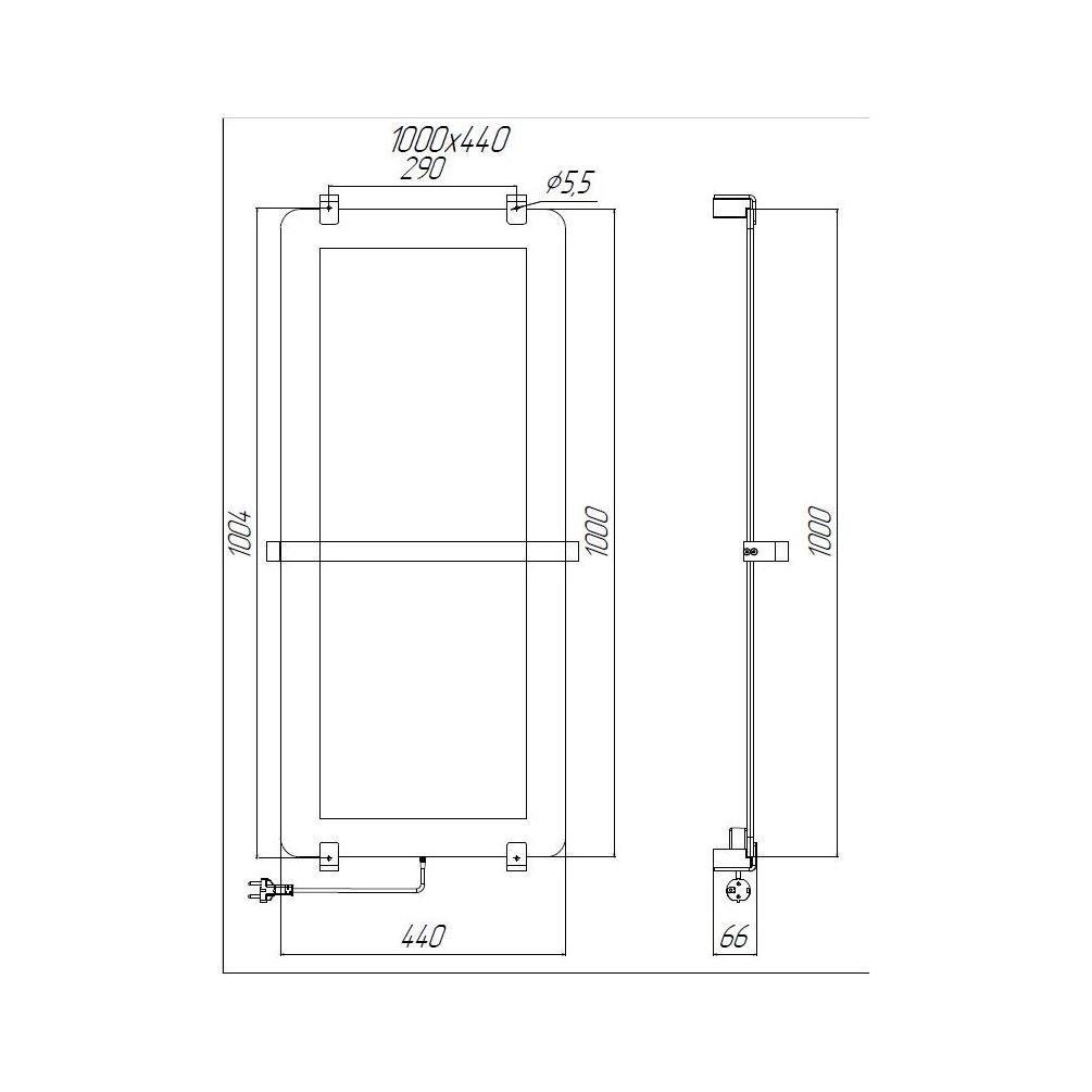 Полотенцесушитель электрический Allen Brau Infinity 100x44 с рейлингом и креплением, медь браш