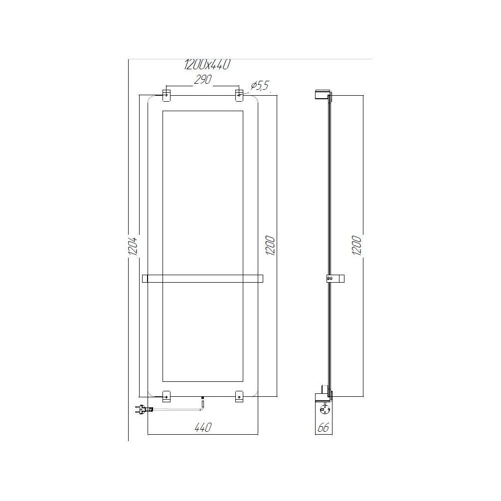 Полотенцесушитель электрический Allen Brau Infinity 120x44 с рейлингом и креплением, медь браш