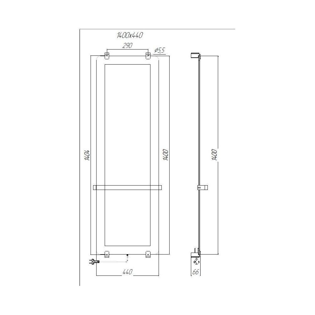 Полотенцесушитель электрический Allen Brau Infinity 140x44 с рейлингом и креплением, медь браш