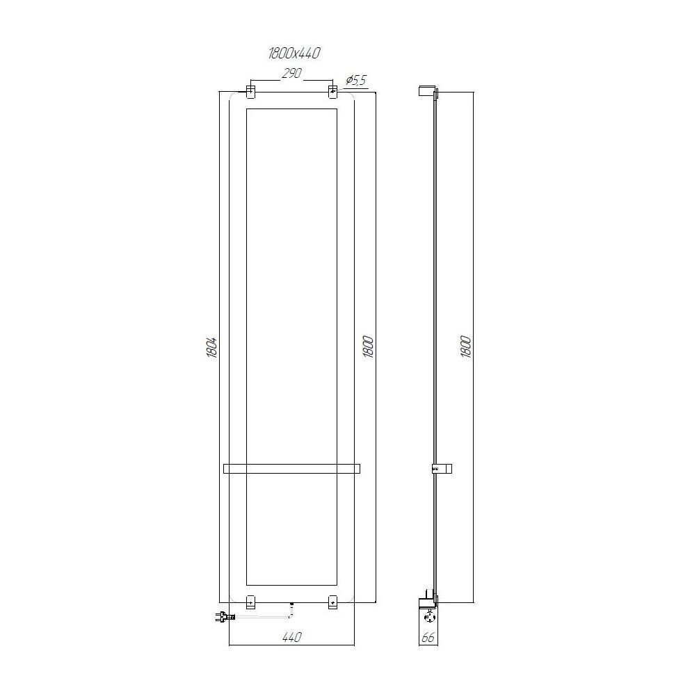 Полотенцесушитель электрический Allen Brau Infinity 180x44 с рейлингом и креплением, медь браш