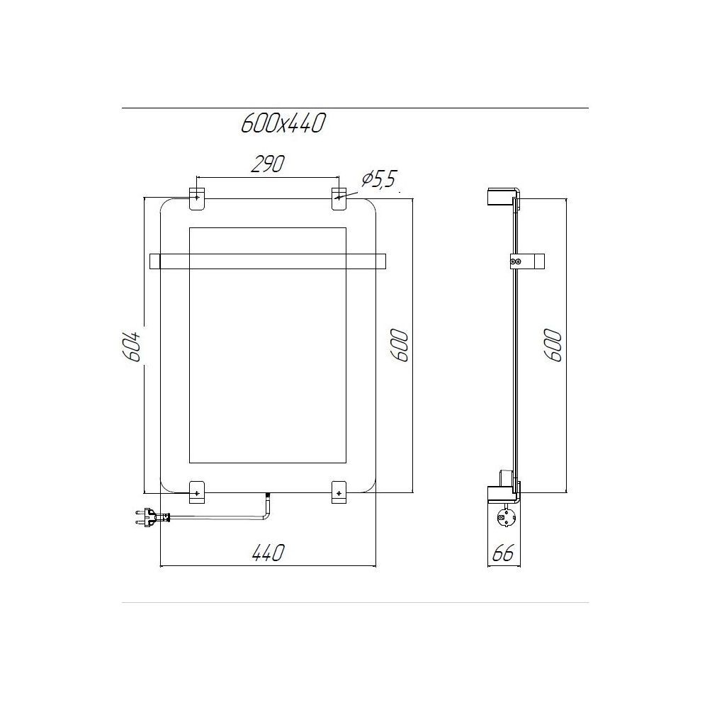 Полотенцесушитель электрический Allen Brau Infinity 60x44 с рейлингом и креплением, медь браш