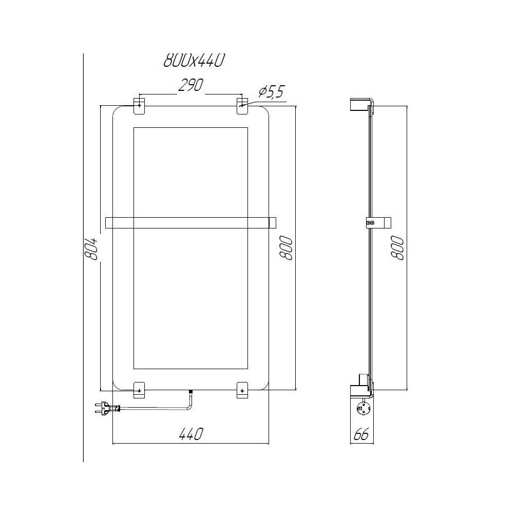 Полотенцесушитель электрический Allen Brau Infinity 80x44 с рейлингом и креплением, медь браш