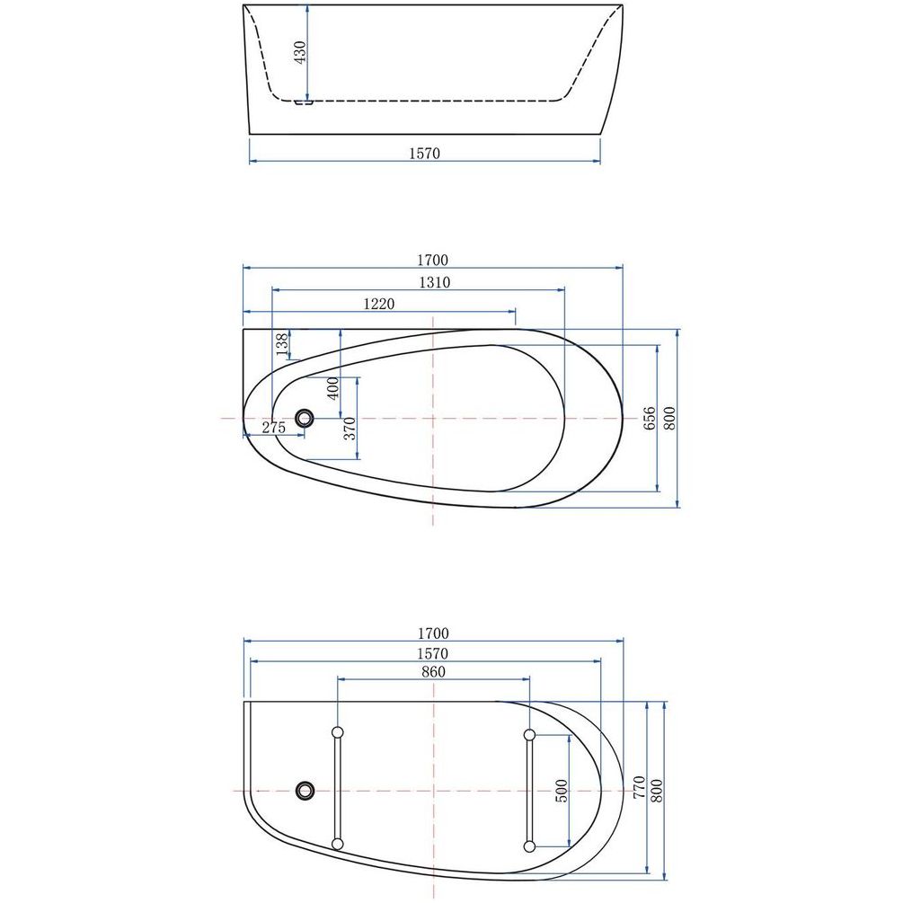 Акриловая ванна Allen Brau Priority 2 170x80 2.31002.20/AM белый/антрацит