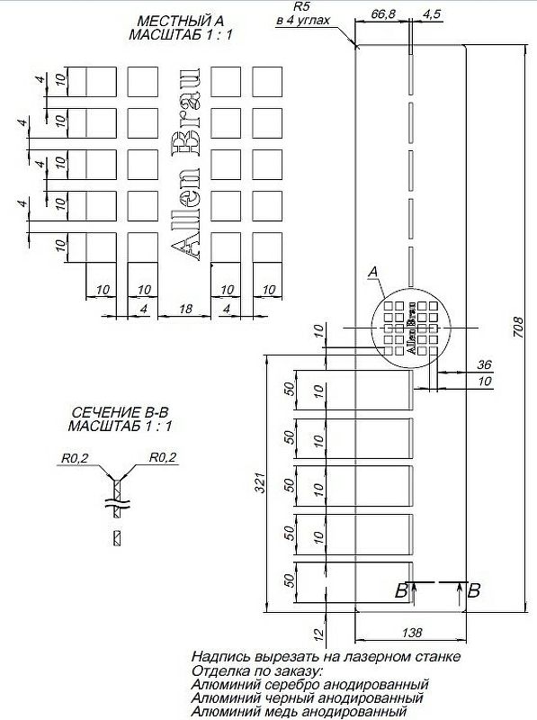 Накладка для сифона Allen Brau Infinity 8.210N2-BA серебро браш 90х90