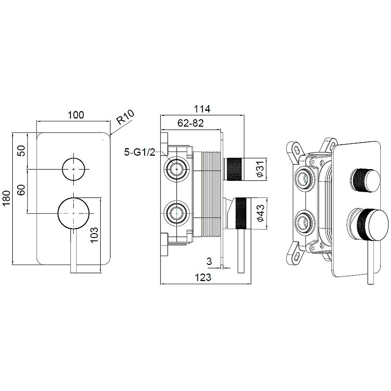 Смеситель для душа Allen Brau Priority 5.31A11-MG Графит брашированный